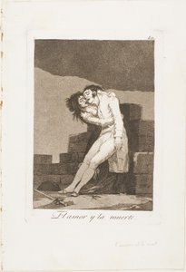 Miłość i śmierć, płyta dziesiąta z Los Caprichos autorstwa Francisco Jose de Goya y Lucientes