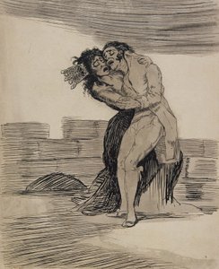Obejmujący się mężczyzna i kobieta autorstwa Francisco Jose de Goya y Lucientes