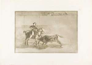Męska odwaga sławnej Pajuelery na ringu w Saragossie, płyta 22 z Sztuki walki byków autorstwa Francisco Jose de Goya y Lucientes