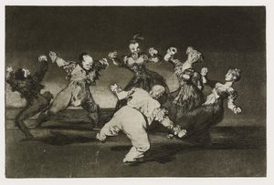Wesołe szaleństwo (Disparate alegre), płyta 12 z „Los Proverbios”, ok. 1819-24 (akwaforta, akwatinta, lavis, poler, sucha igła i rytownik na papierze) autorstwa Francisco de Goya
