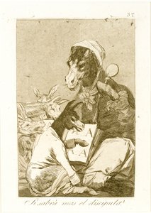 Czy uczeń może wiedzieć więcej? Z Los Caprichos, po raz pierwszy opublikowany 1799 (akwaforta i akwatinta) autorstwa Francisco de Goya