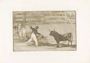 Pochodzenie harpunów lub banderilli, płyta siódma z Sztuki walki byków autorstwa Francisco Jose de Goya y Lucientes