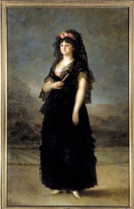Portret u stóp królowej Hiszpanii Marii Ludwiki (1751-1819), żony Karola IV Obraz autorstwa Francisco de Goya (1746-1828) XIX-wieczne słońce. 2,08x1,27m - Madryt, Musee du Prado - Portret królowej Marii Luizy (1751-1819) w Mantilli - Obraz autorstwa autorstwa Francisco de Goya