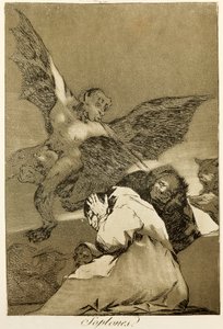 Znicze Francisco de Goya (1746-1828), akwaforta i akwatinta numer 48 w serii Capricci (circaprichos)