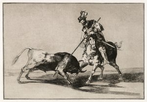 Cid Campeador atakuje byka swoją włócznią autorstwa Francisco de Goya