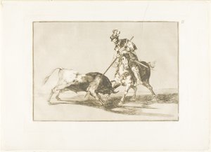 Cid Campeador przebija kolejnego byka, płyta jedenasta z Sztuki walki byków autorstwa Francisco Jose de Goya y Lucientes