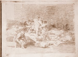 Katastrofy wojny: I one też (rysunek przygotowawczy) autorstwa Francisco de Goya