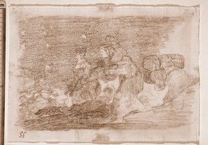 Katastrofy wojny: I to też (rysunek przygotowawczy) autorstwa Francisco de Goya