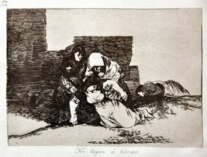 Katastrofy wojny: No Llegan a Tiempo (przychodzą za późno) autorstwa Francisco Jose de Goya y Lucientes