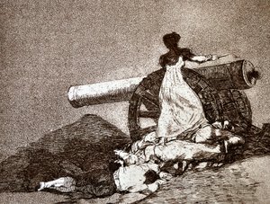Katastrofy wojny: Que Valor! (Jaka odwaga) (szczegóły) autorstwa Francisco Jose de Goya y Lucientes