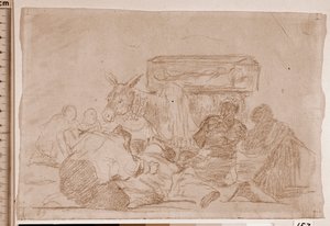 Katastrofy wojny: Dziwne oddanie (rysunek przygotowawczy) autorstwa Francisco de Goya
