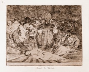 Katastrofy wojny: Prawda umarła (akwaforta z rysunku przygotowawczego) autorstwa Francisco de Goya