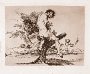 Katastrofy wojny : To jest gorsze (Grawerowanie z rysunku przygotowawczego) autorstwa Francisco de Goya