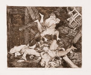 Katastrofy wojenne: zniszczenia wojenne (Grawerowanie po rysunku przygotowawczym) autorstwa Francisco de Goya