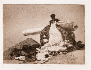 Katastrofy wojny: co za odwaga! (akwaforta z rysunku przygotowawczego) autorstwa Francisco de Goya