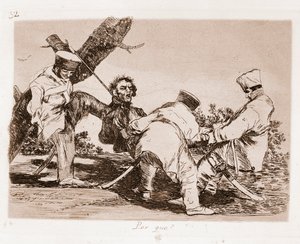 Katastrofy wojny: Dlaczego (akwaforta z rysunku przygotowawczego) autorstwa Francisco de Goya