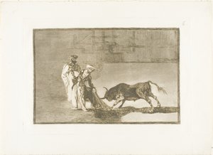Maurowie grają inną grę na ringu wzywając byka swoją palną, szóstą płytą z Sztuki walki byków autorstwa Francisco Jose de Goya y Lucientes