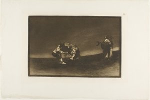 Ten sam człowiek rzuca bykiem w ring w Madrycie, płyta 16 z Sztuki walki byków autorstwa Francisco Jose de Goya y Lucientes