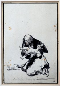 Niewłaściwa kobieta Scena Antropofagii, wiedźma ma dziecko. Szary wash Francisco Goya y Lucientes (1746-1828) Nd. 0,21x0,14 m Paryż, musee du Louvre autorstwa Francisco de Goya