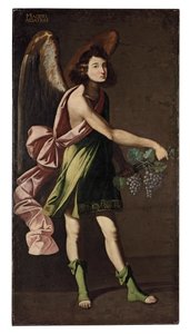 Alegoria Eucharystii: Anioł niosący winogrona autorstwa Francisco Polanco