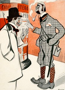Francuz mówi Anglikowi, jak ma się ubrać do opery, 1903 . autorstwa Francisco Sancha y Lengo