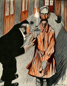 Zrzędliwy Anglik w asyście członka personelu we francuskim hotelu, 1903 r.
