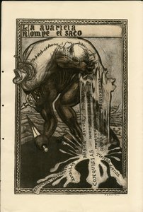 Ilustracja Francisco Sancha Lengo (1874-1936) - Latający liść, ok. 1915 - Wojna 14-18, Niemcy Prusy, Srebro, Wojownicy i symbole, Język hiszpański, Prasa zagraniczna autorstwa Francisco Sancha y Lengo