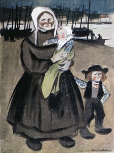 Głód w Bretanii, ilustracja ze specjalnego wydania "La Vie en Rose" wydanego na rzecz Bretończyków, 1903 r.