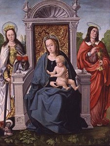 Madonna z Dzieciątkiem ze św. Katarzyną i św. Janem Ewangelistą, ok. 1530-40 (panel) autorstwa Francisco de (attr. to) Comontes