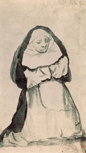 Klęcząca na modlitwie zakonnica, pocz. XIX w. (rysunek) autorstwa Francisco de Goya