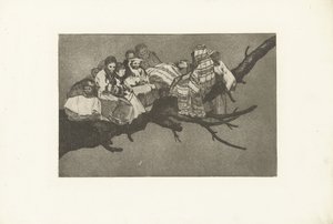 śmieszne szaleństwo Odmienne śmieszność Los Disparates (The Follies) (tytuł serii) Los Proverbios (Przysłowia) (tytuł serii) autorstwa Francisco de Goya