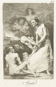 Blaas Sopla (tytuł na obiekcie) Los Caprichos (tytuł serii) autorstwa Francisco de Goya