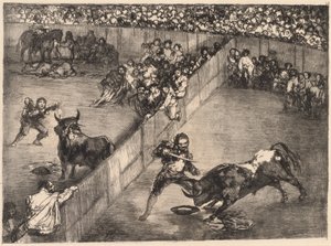 Walka byków w podzielonym pierścieniu autorstwa Francisco de Goya