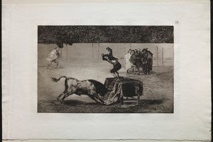 Walki byków: kolejne jego szaleństwo w tym samym pierścieniu, 1876. autorstwa Francisco de Goya