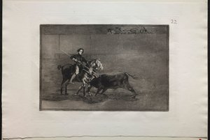 Walki byków: Męska odwaga sławnej Pajuelera na ringu w Saragosie, 1876. autorstwa Francisco de Goya