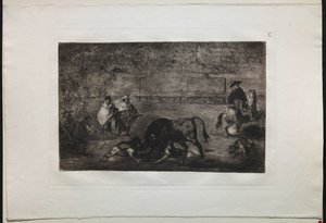 Walki byków: pies wypuścił byka, 1876. autorstwa Francisco de Goya