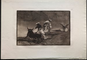 Walki byków: Bawią się innym z Peleryną w Ogrodzeniu, 1876. autorstwa Francisco de Goya