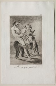 Kaprysy: Spójrz, jakie są poważne!. autorstwa Francisco de Goya