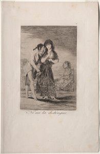 Caprichos: Nawet w ten sposób nie może jej wyrwać. autorstwa Francisco de Goya