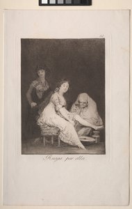 Caprichos: Ona się za nią modli autorstwa Francisco de Goya