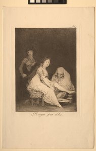 Caprichos: Ona się za nią modli. autorstwa Francisco de Goya