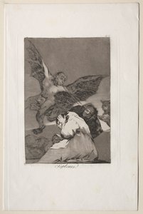 Caprichos: nosiciele opowieści, podmuchy wiatru. autorstwa Francisco de Goya