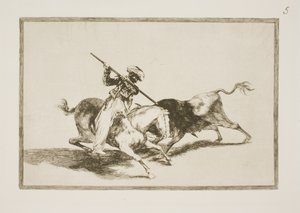 Natchniony Maurer Gazul jako pierwszy nabija byki zgodnie z zasadami autorstwa Francisco de Goya