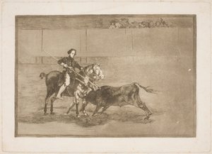 Świętowano męską odwagę Pajuelery (na arenie) w Saragossie autorstwa Francisco de Goya