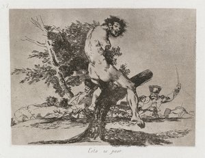 Katastrofy wojenne: Pl. 37, Jest gorzej, 1810-1813. autorstwa Francisco de Goya