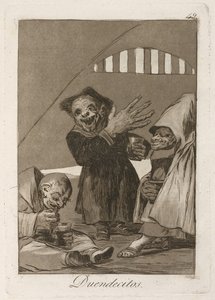 małe elfy Hobgobliny. Z Los Caprichos, 1797-1798 autorstwa Francisco de Goya