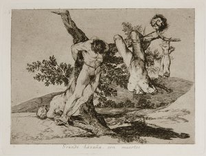Wielka hazana! Con muertos! Bohaterski wyczyn! Z trupami! Tablica 39 z Katastrofy wojny Los autorstwa Francisco de Goya