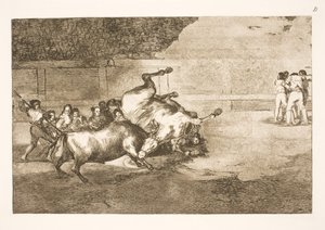 Koń rzucony na ziemię przez byka autorstwa Francisco de Goya