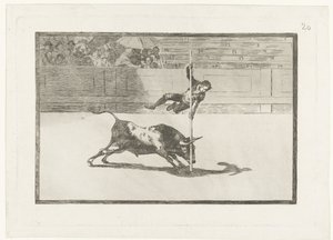 Juanito Apiñani na arenie w Madrycie Lekkość i śmiałość Juanito Apiñani w Madrycie Walka byków (tytuł serii) Stierenvechten (tytuł serii) autorstwa Francisco de Goya