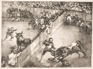 „La Division de la Place” [Walka byków na podzielonej arenie] autorstwa Francisco de Goya
